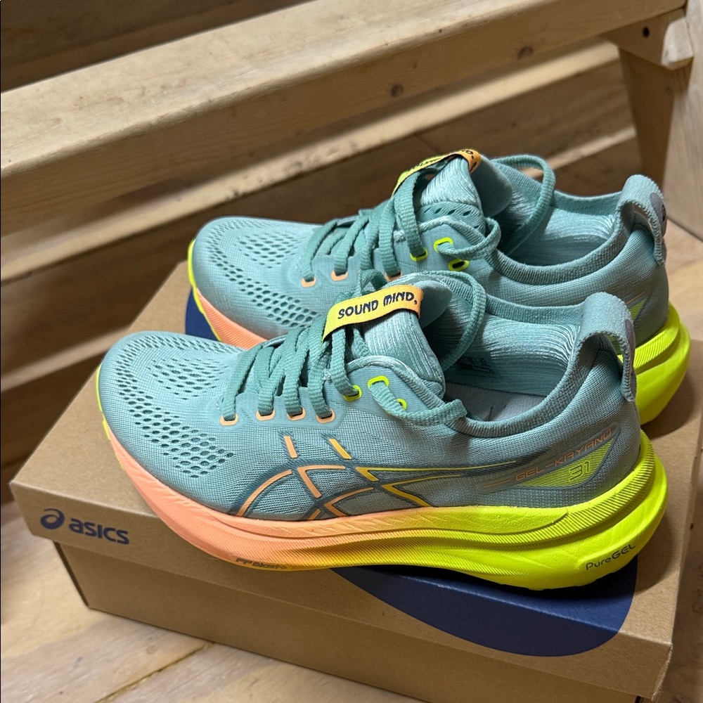 ASICS Women's Athletic Shoes - Teal and Neon Yellow